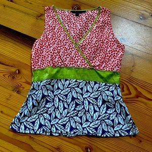 Boden sleeveless, floral print, lightweight cotton top.